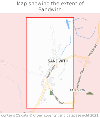 Map showing extent of Sandwith as bounding box