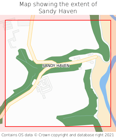 Map showing extent of Sandy Haven as bounding box