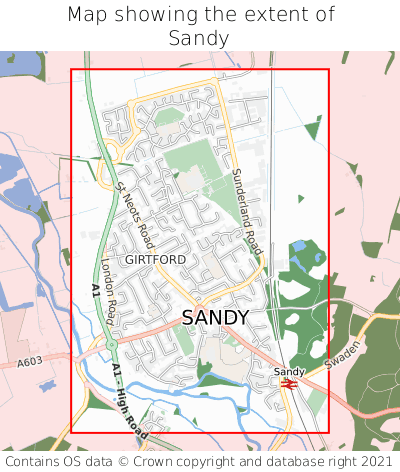 Map showing extent of Sandy as bounding box