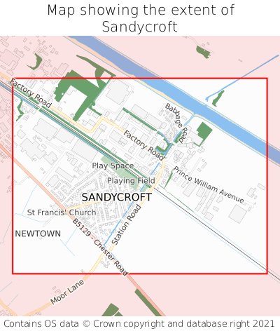 Map showing extent of Sandycroft as bounding box