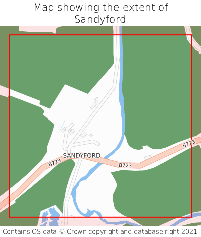 Map showing extent of Sandyford as bounding box