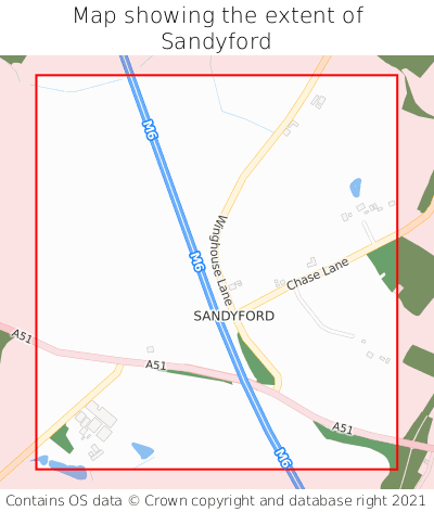 Map showing extent of Sandyford as bounding box
