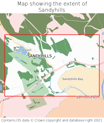 Map showing extent of Sandyhills as bounding box