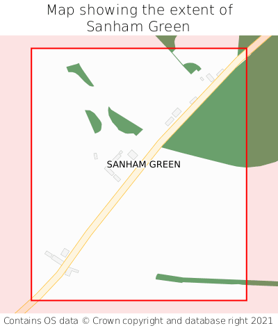Map showing extent of Sanham Green as bounding box