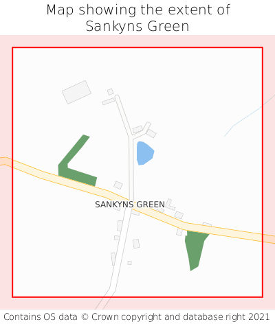 Map showing extent of Sankyns Green as bounding box