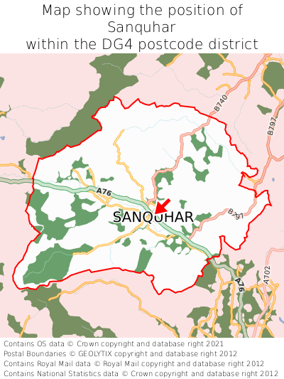 Map showing location of Sanquhar within DG4