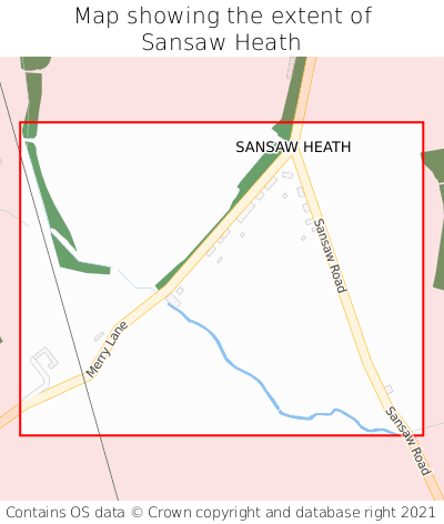 Map showing extent of Sansaw Heath as bounding box