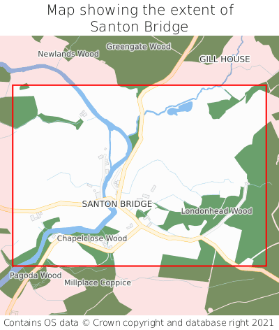Map showing extent of Santon Bridge as bounding box