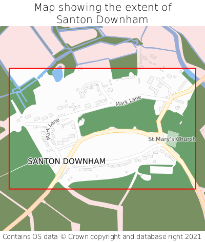 Map showing extent of Santon Downham as bounding box