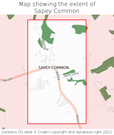 Map showing extent of Sapey Common as bounding box
