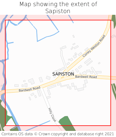 Map showing extent of Sapiston as bounding box