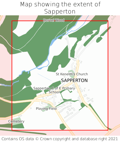 Map showing extent of Sapperton as bounding box