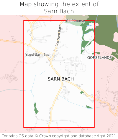 Map showing extent of Sarn Bach as bounding box