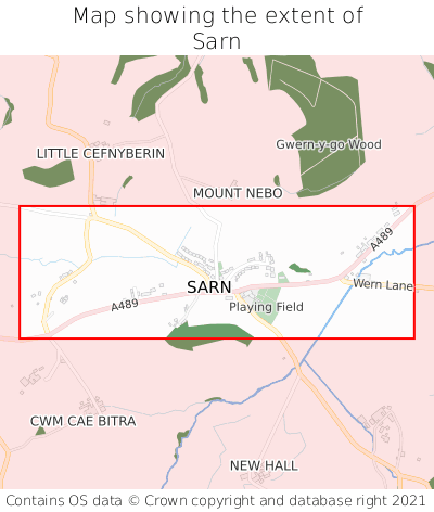 Map showing extent of Sarn as bounding box