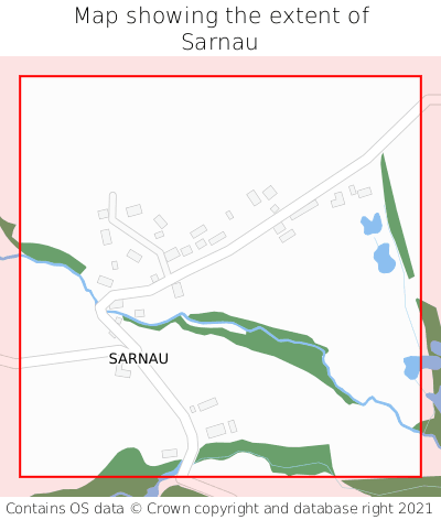 Map showing extent of Sarnau as bounding box