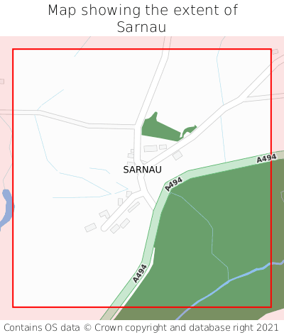 Map showing extent of Sarnau as bounding box