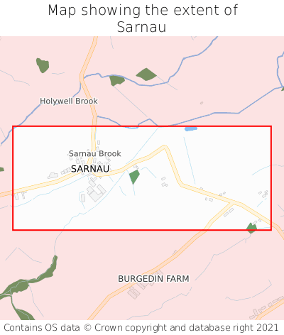 Map showing extent of Sarnau as bounding box