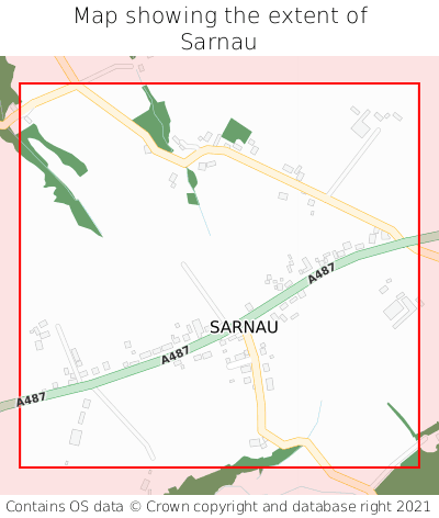 Map showing extent of Sarnau as bounding box
