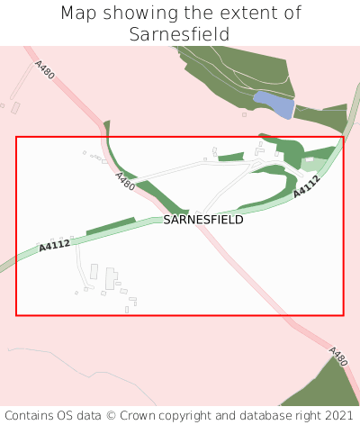 Map showing extent of Sarnesfield as bounding box