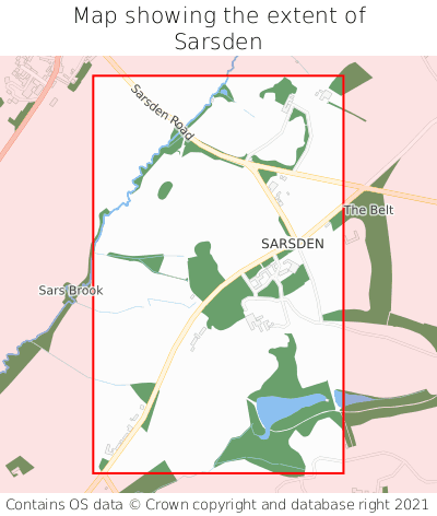 Map showing extent of Sarsden as bounding box