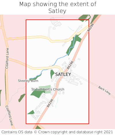 Map showing extent of Satley as bounding box