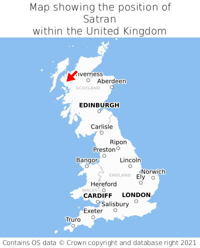 Map showing location of Satran within the UK