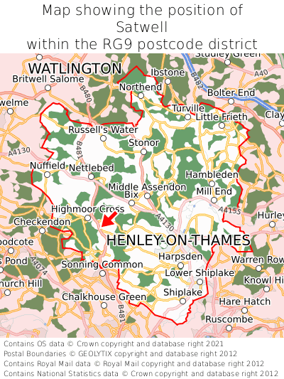 Map showing location of Satwell within RG9