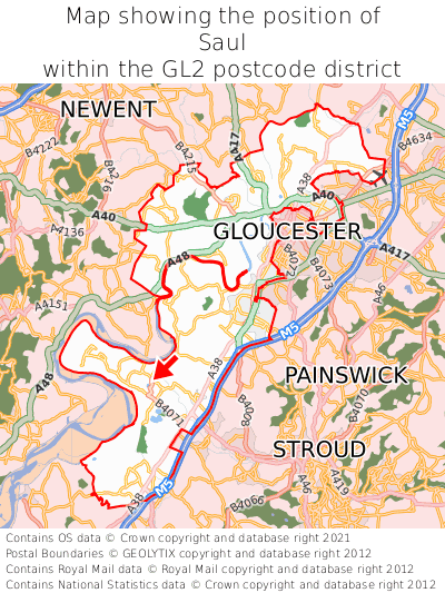 Map showing location of Saul within GL2