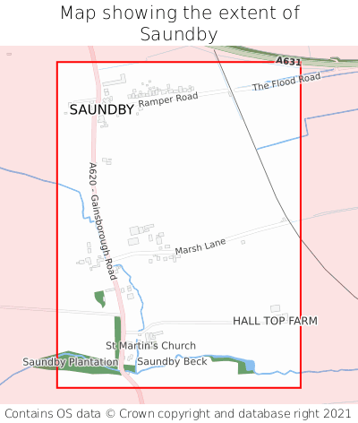Map showing extent of Saundby as bounding box