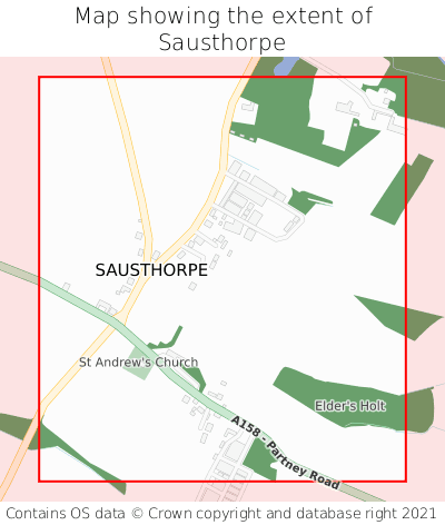 Map showing extent of Sausthorpe as bounding box