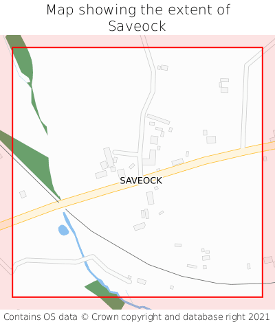 Map showing extent of Saveock as bounding box