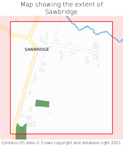 Map showing extent of Sawbridge as bounding box