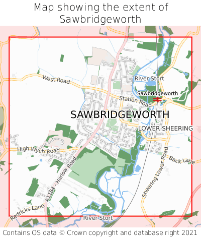 Map showing extent of Sawbridgeworth as bounding box