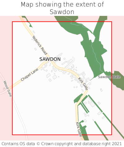 Map showing extent of Sawdon as bounding box