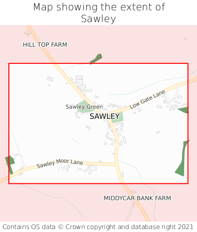 Map showing extent of Sawley as bounding box