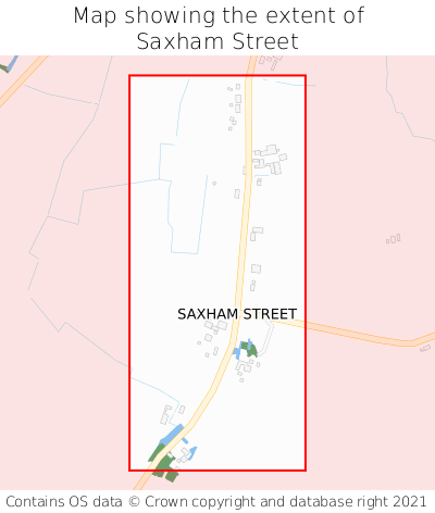 Map showing extent of Saxham Street as bounding box