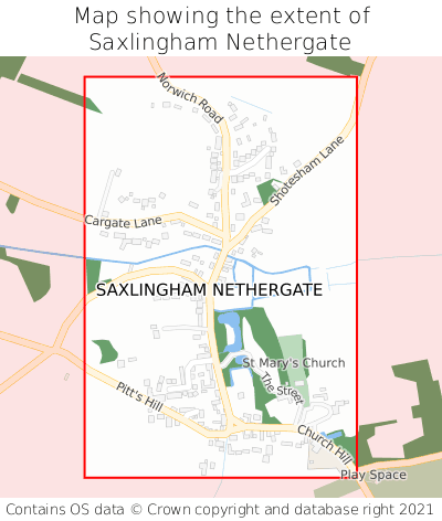 Map showing extent of Saxlingham Nethergate as bounding box