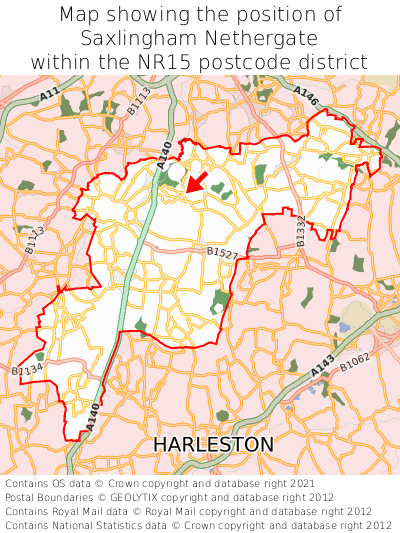 Map showing location of Saxlingham Nethergate within NR15