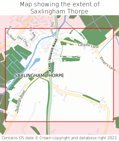Map showing extent of Saxlingham Thorpe as bounding box