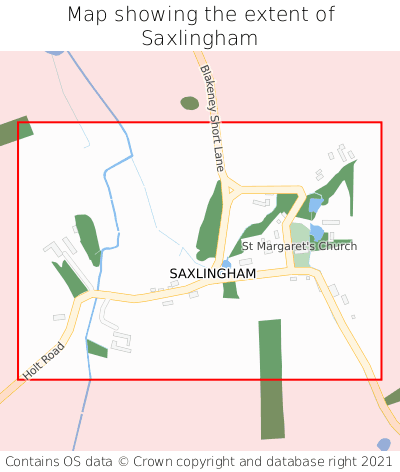 Map showing extent of Saxlingham as bounding box