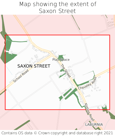 Map showing extent of Saxon Street as bounding box