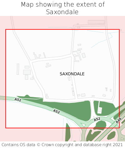 Map showing extent of Saxondale as bounding box