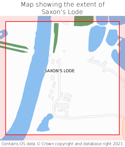 Map showing extent of Saxon's Lode as bounding box