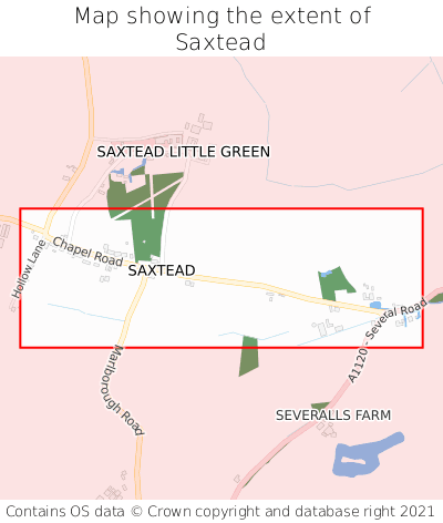 Map showing extent of Saxtead as bounding box