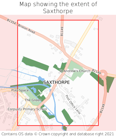 Map showing extent of Saxthorpe as bounding box