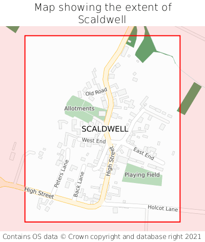 Map showing extent of Scaldwell as bounding box