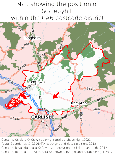 Map showing location of Scalebyhill within CA6
