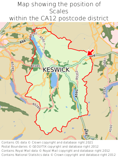 Map showing location of Scales within CA12