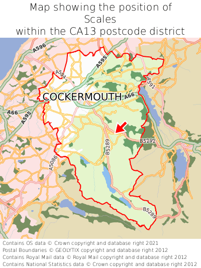 Map showing location of Scales within CA13