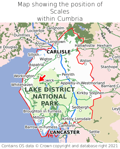 Map showing location of Scales within Cumbria